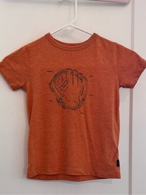 J. Crew Orange Short Sleeve Tee with Baseball Glove Graphic